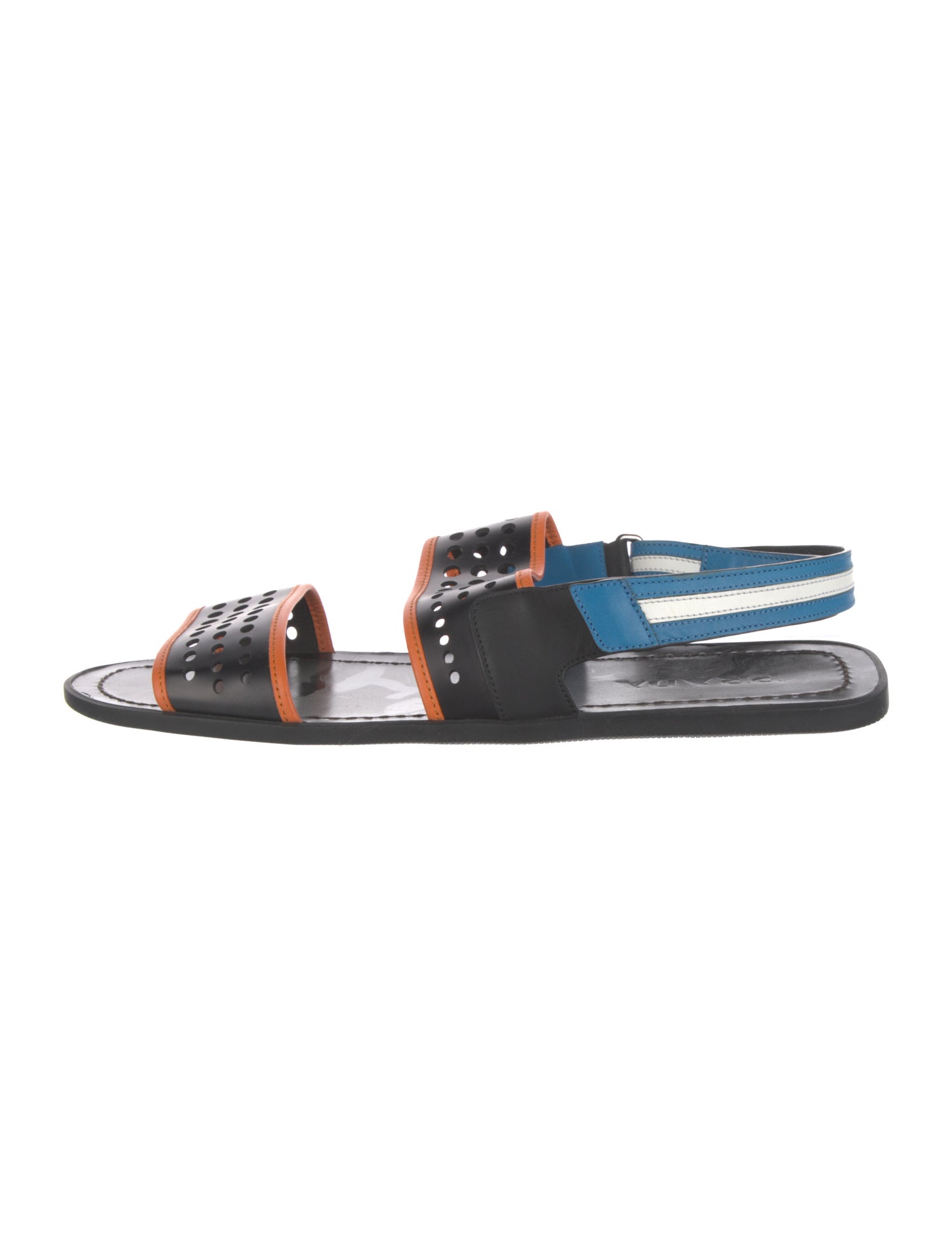 Prada Sport Leather Colorblock Pattern Sandals
