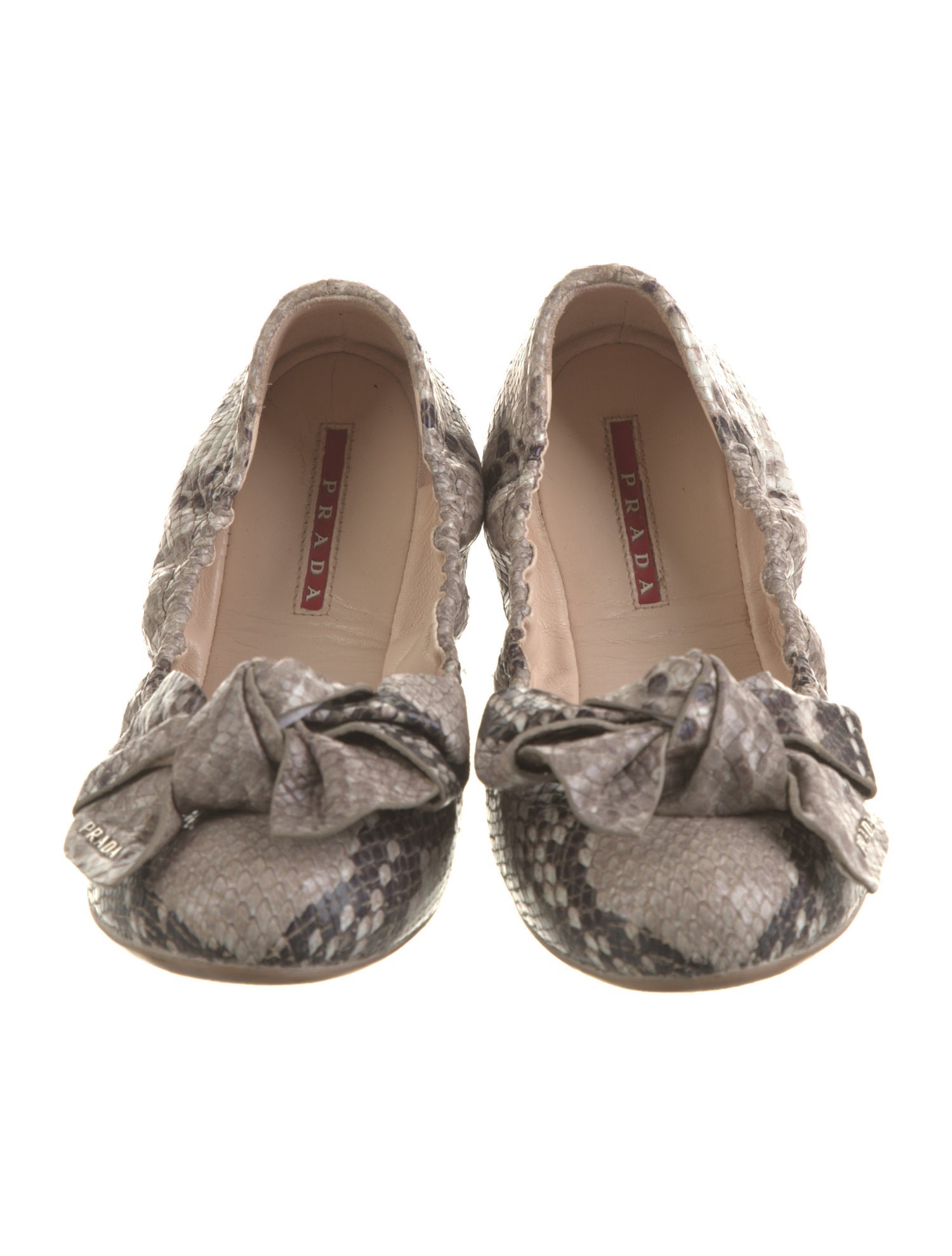 Prada Sport Signature Logo Python Ballet Flats