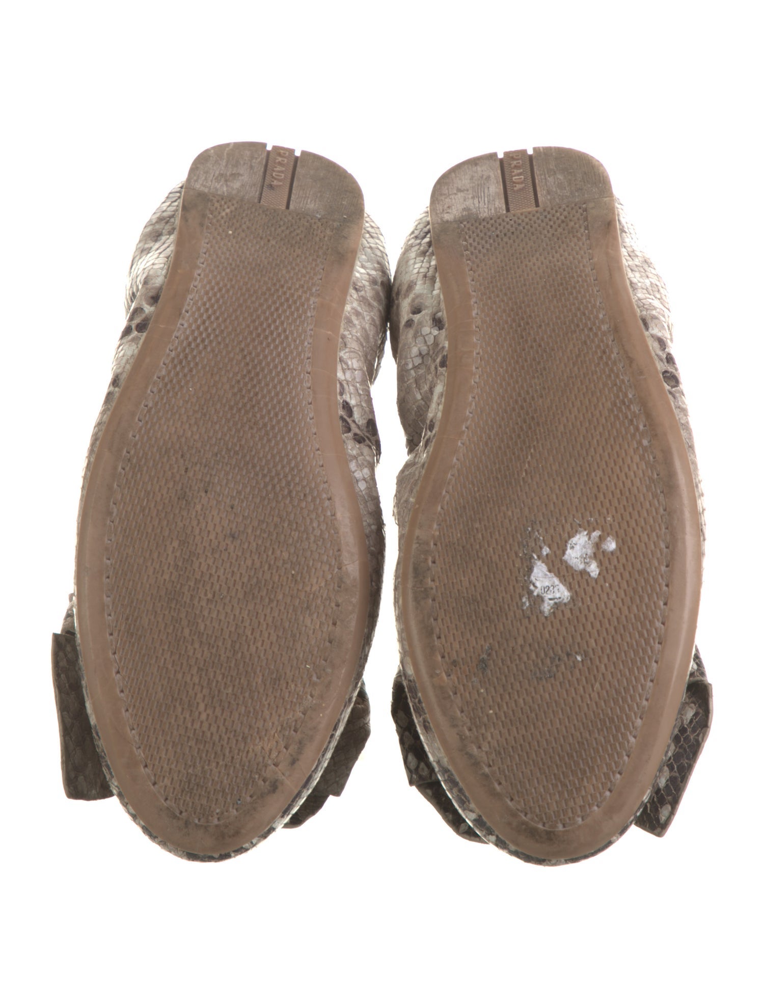 Prada Sport Signature Logo Python Ballet Flats
