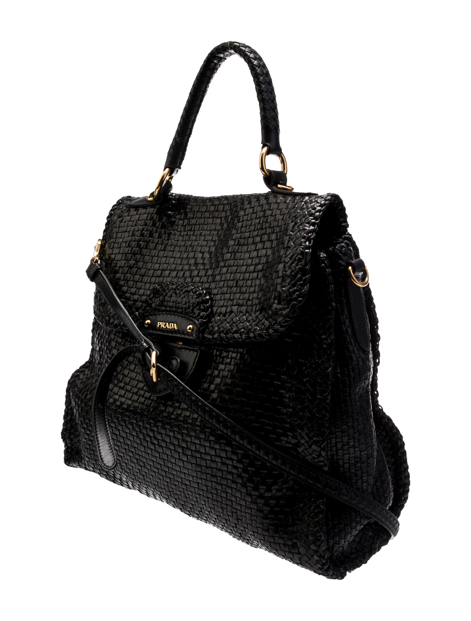 Prada Enameled Metal Triangle Shoulder Bag