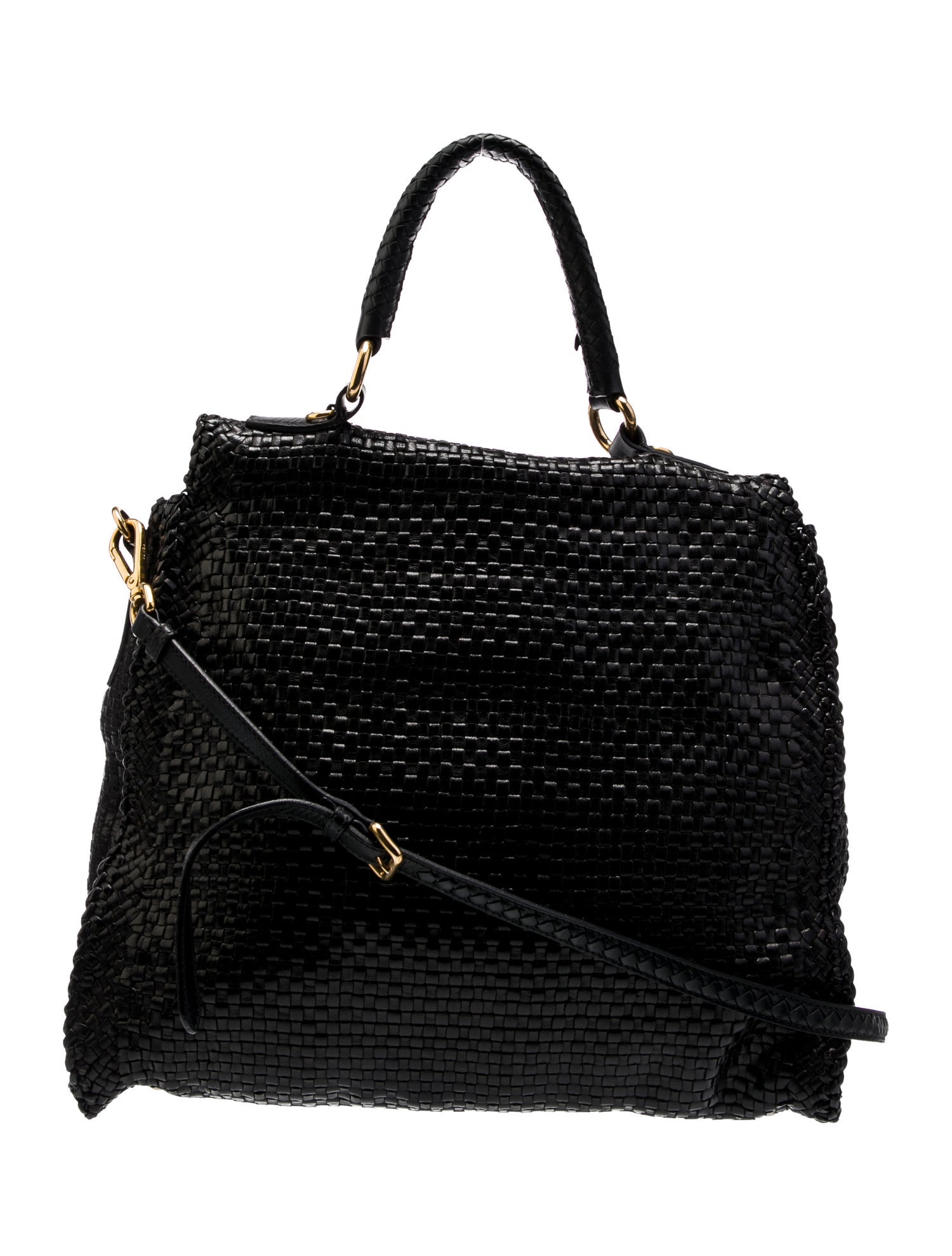 Prada Enameled Metal Triangle Shoulder Bag