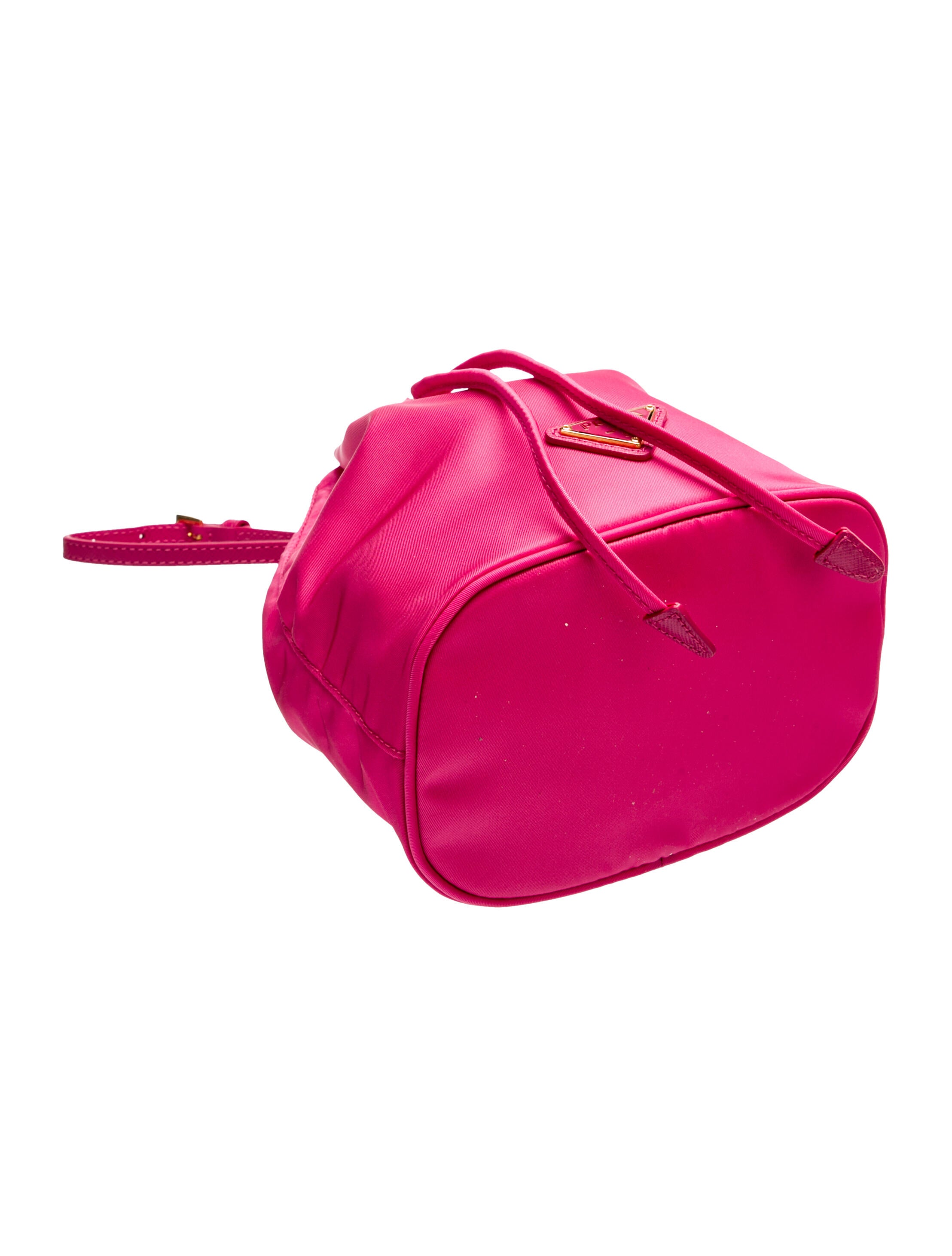 Prada Enameled Metal Triangle Bucket Bag