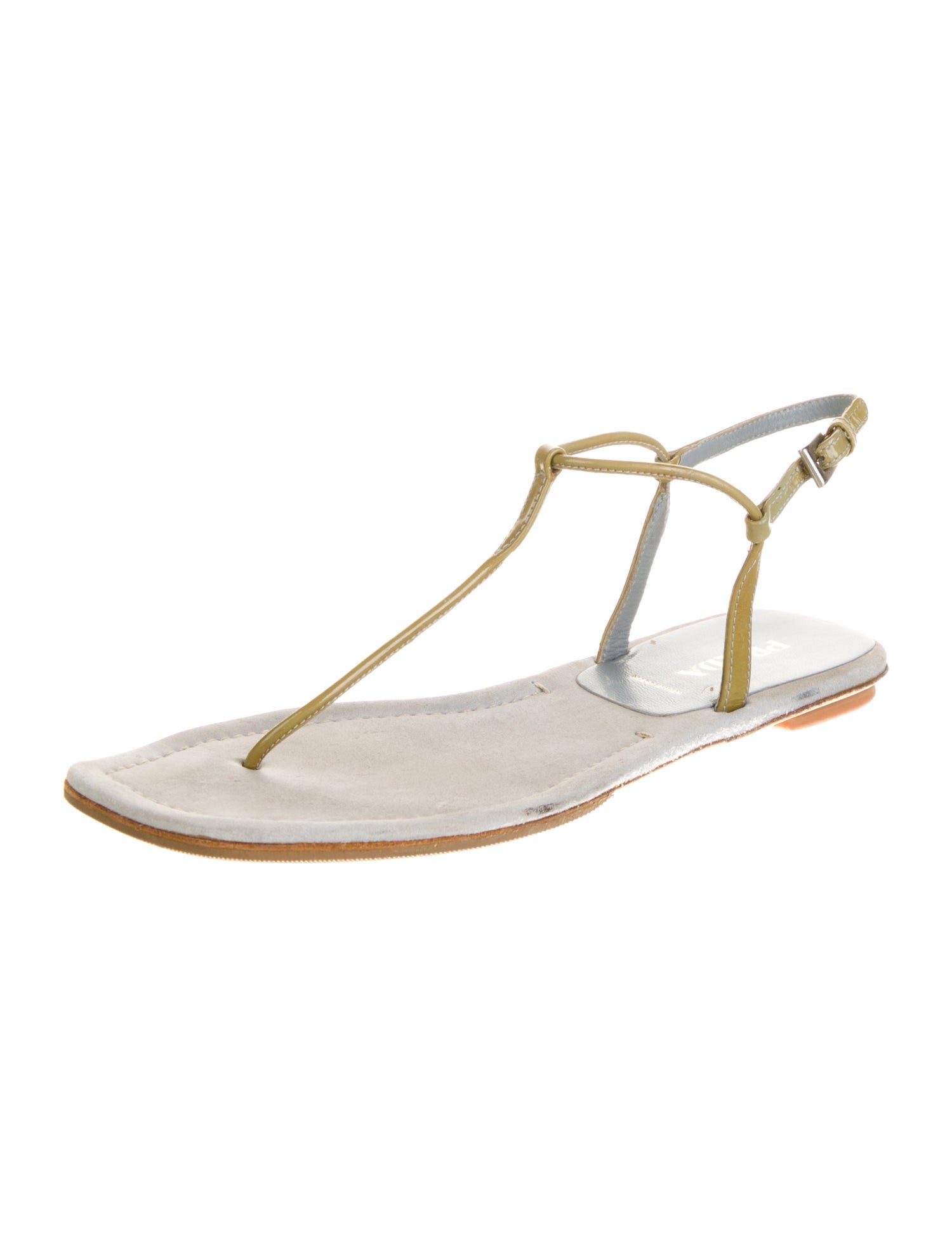 Prada Leather T-Strap Sandals