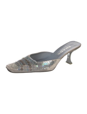 Prada Satin Sequin Embellishments Mules