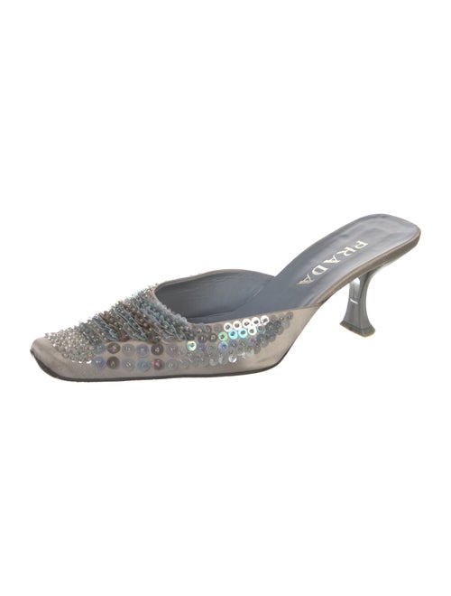 Prada Satin Sequin Embellishments Mules