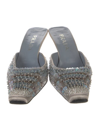 Prada Satin Sequin Embellishments Mules