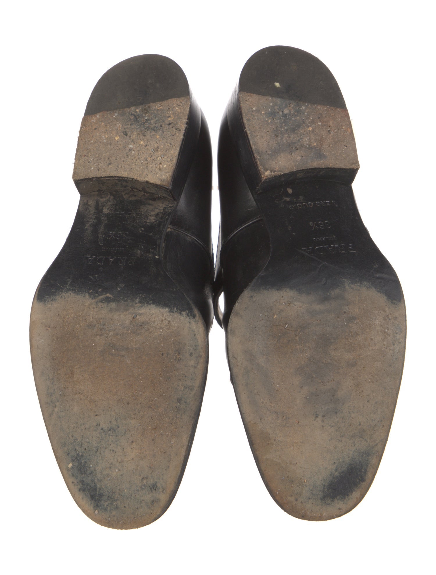 Prada Enameled Metal Triangle Patent Leather Pumps