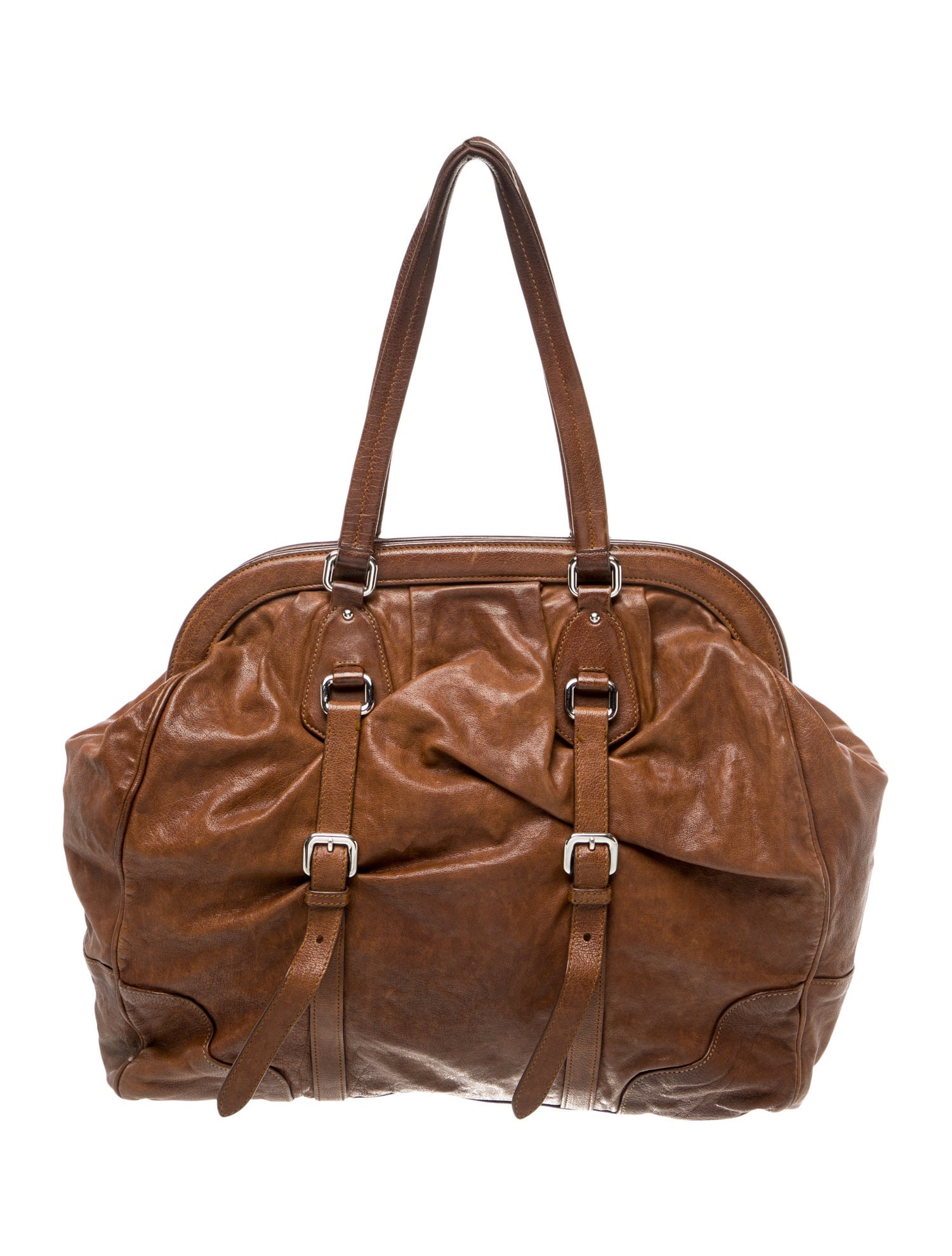 Prada Enameled Metal Triangle Shoulder Bag