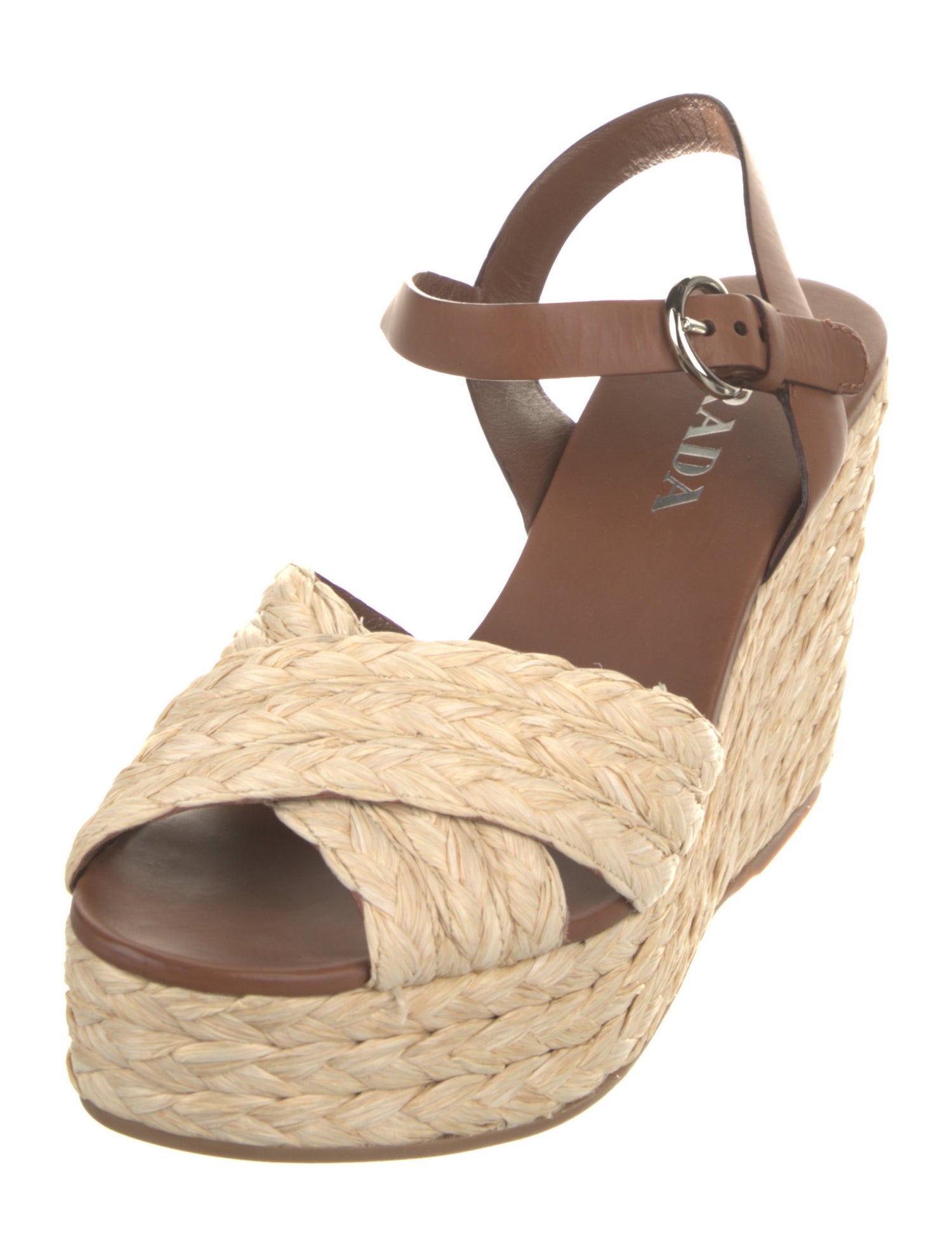 Prada Leather Colorblock Pattern Espadrilles