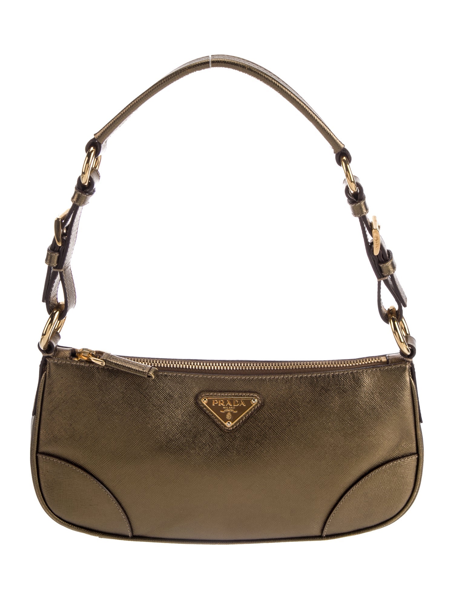 Prada Enameled Metal Triangle Shoulder Bag
