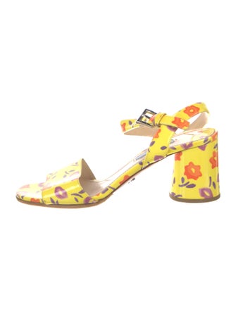 Prada Patent Leather Floral Print Sandals