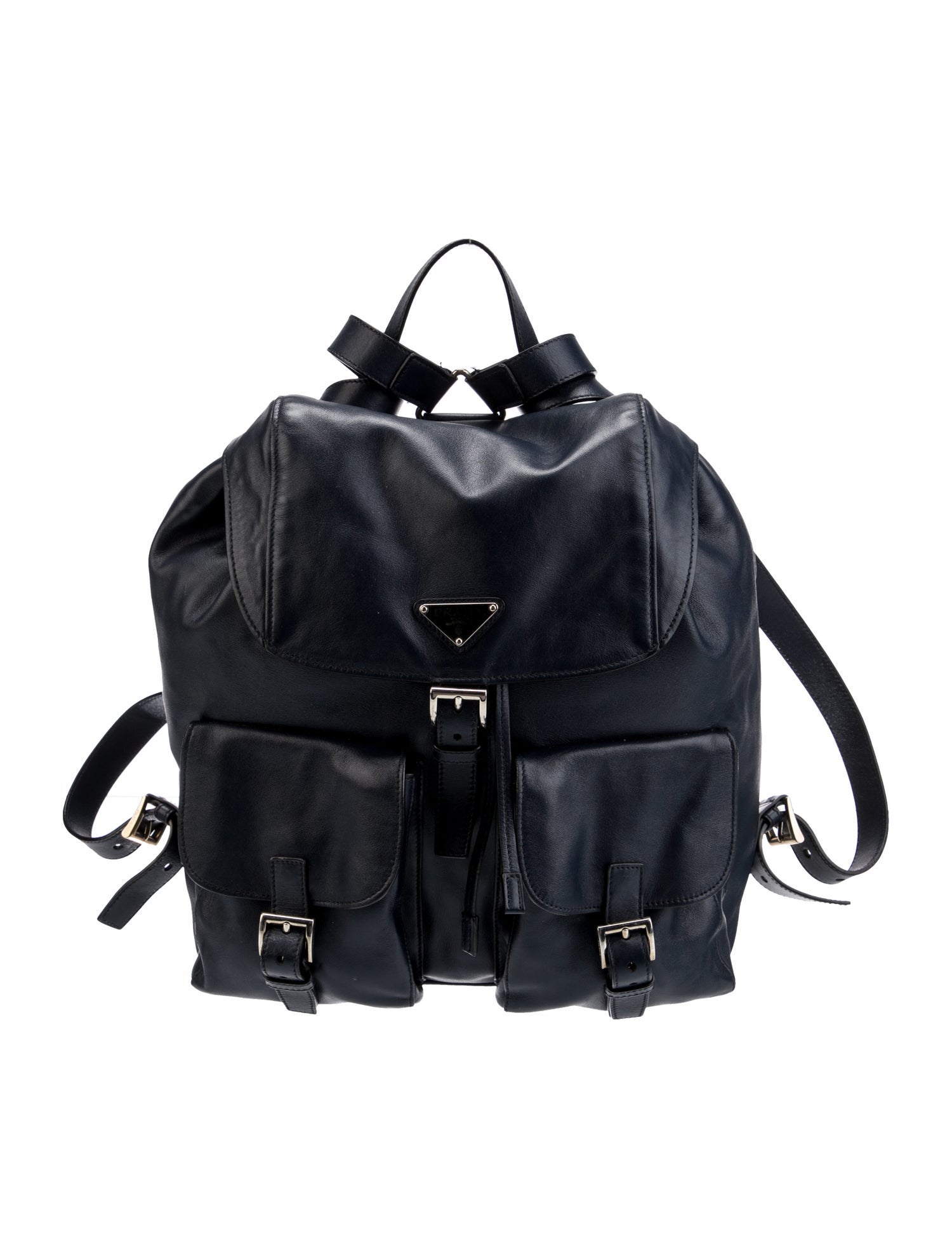 Prada Enameled Metal Triangle Backpack