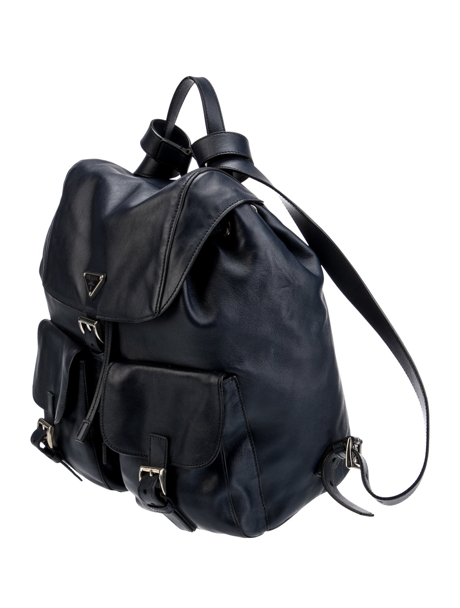 Prada Enameled Metal Triangle Backpack