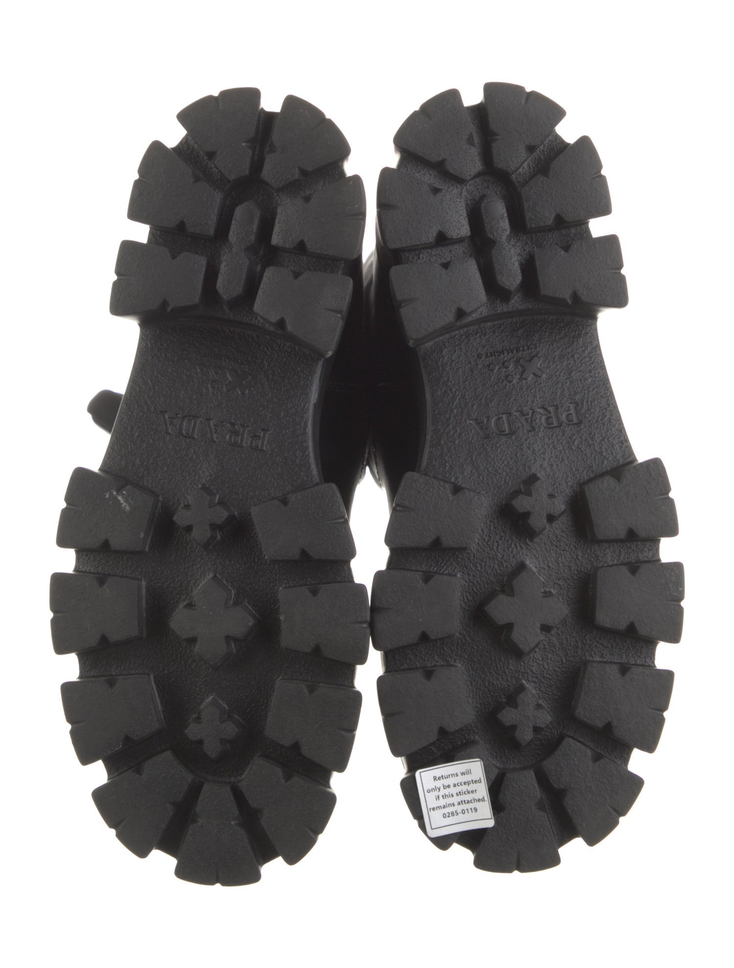 Prada Leather Leather Trim Embellishment Boots