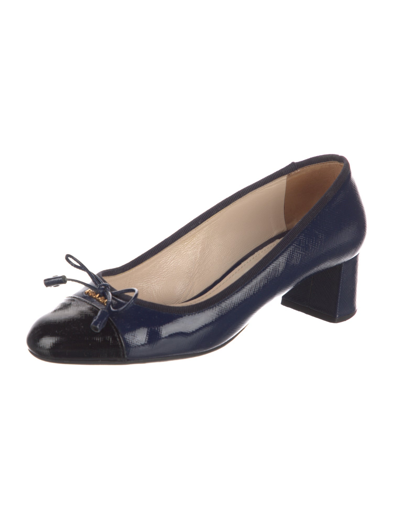 Prada Patent Leather Bow Accents Pumps