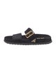 Prada Enameled Metal Triangle Velvet Slides