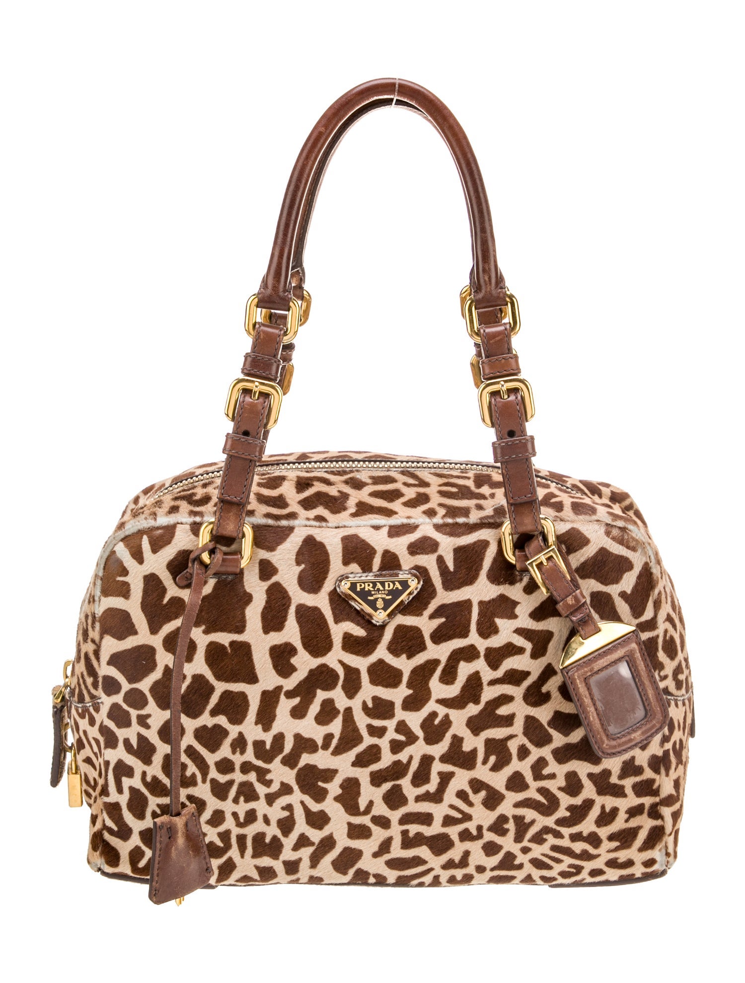 Prada Enameled Metal Triangle Bauletto