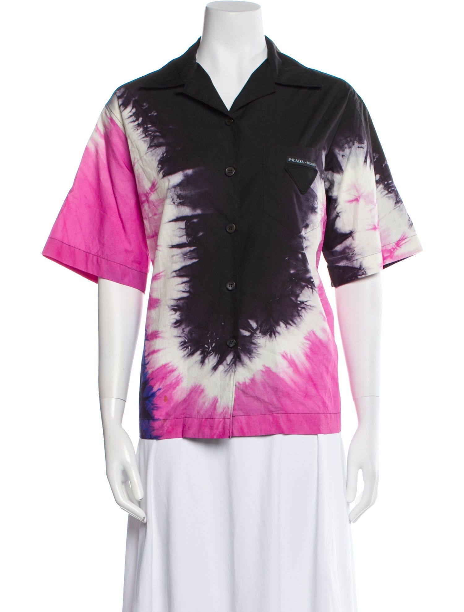 Prada 2019 Tie-Dye Button-Up Top