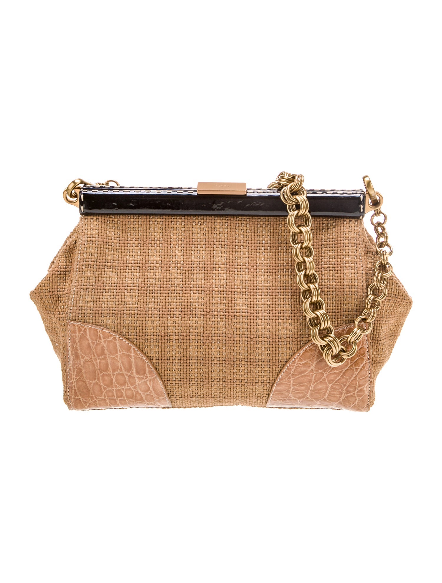 Prada Enameled Metal Triangle Paglia