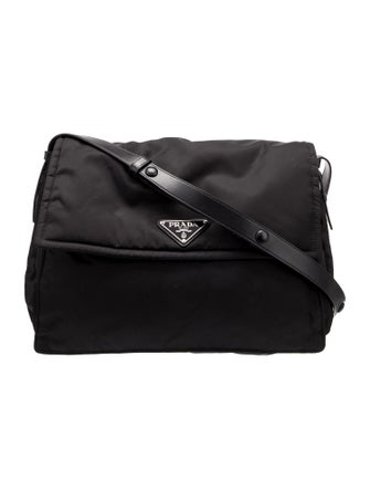 Prada Enameled Metal Triangle Padded Traveller Medium