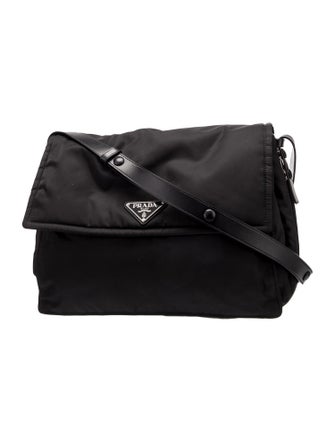 Prada Enameled Metal Triangle Padded Traveller Medium