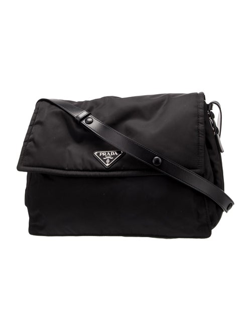 Prada Enameled Metal Triangle Padded Traveller Medium