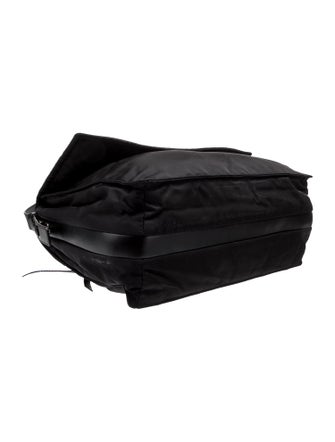 Prada Enameled Metal Triangle Padded Traveller Medium