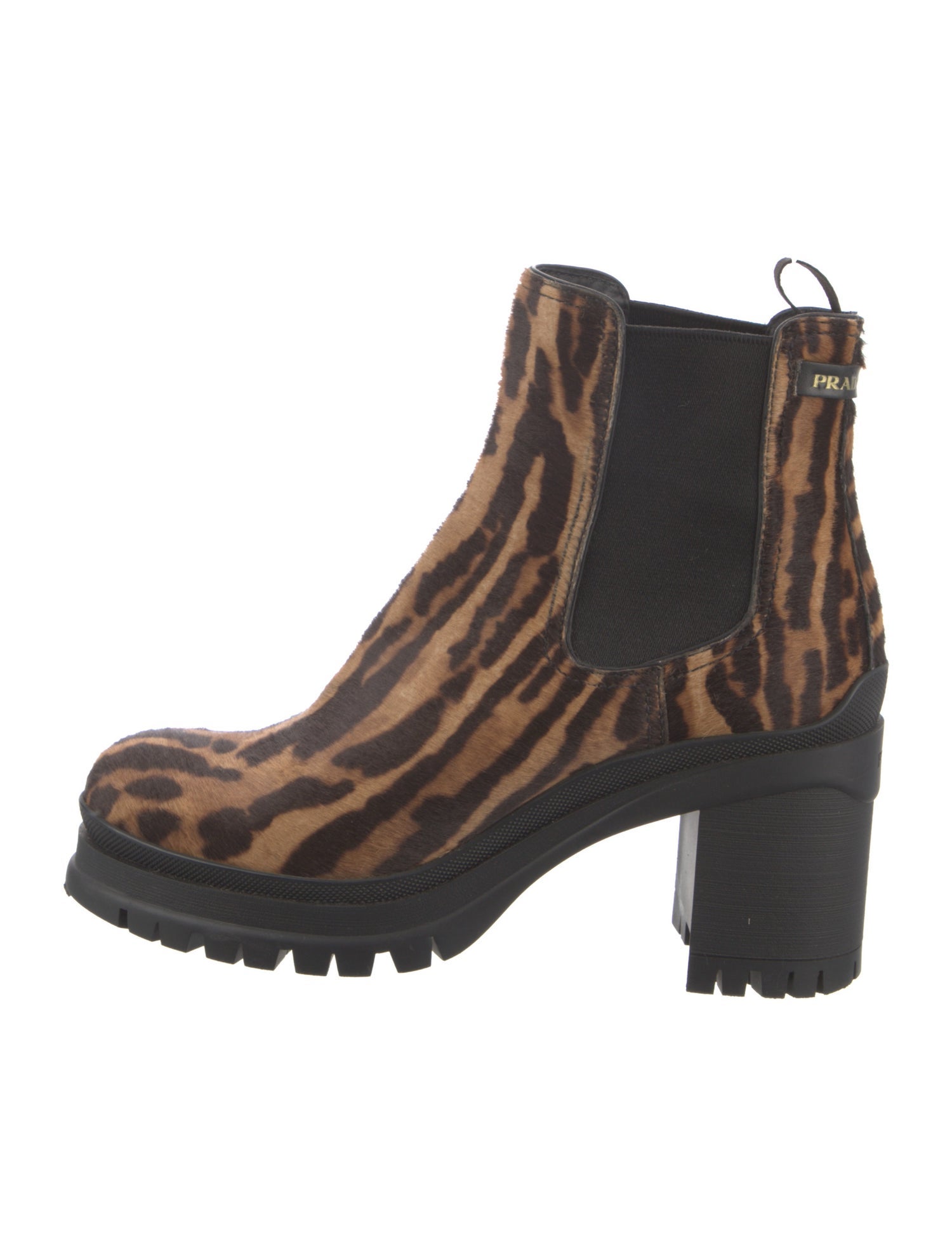 Prada Ponyhair Animal Print Chelsea Boots