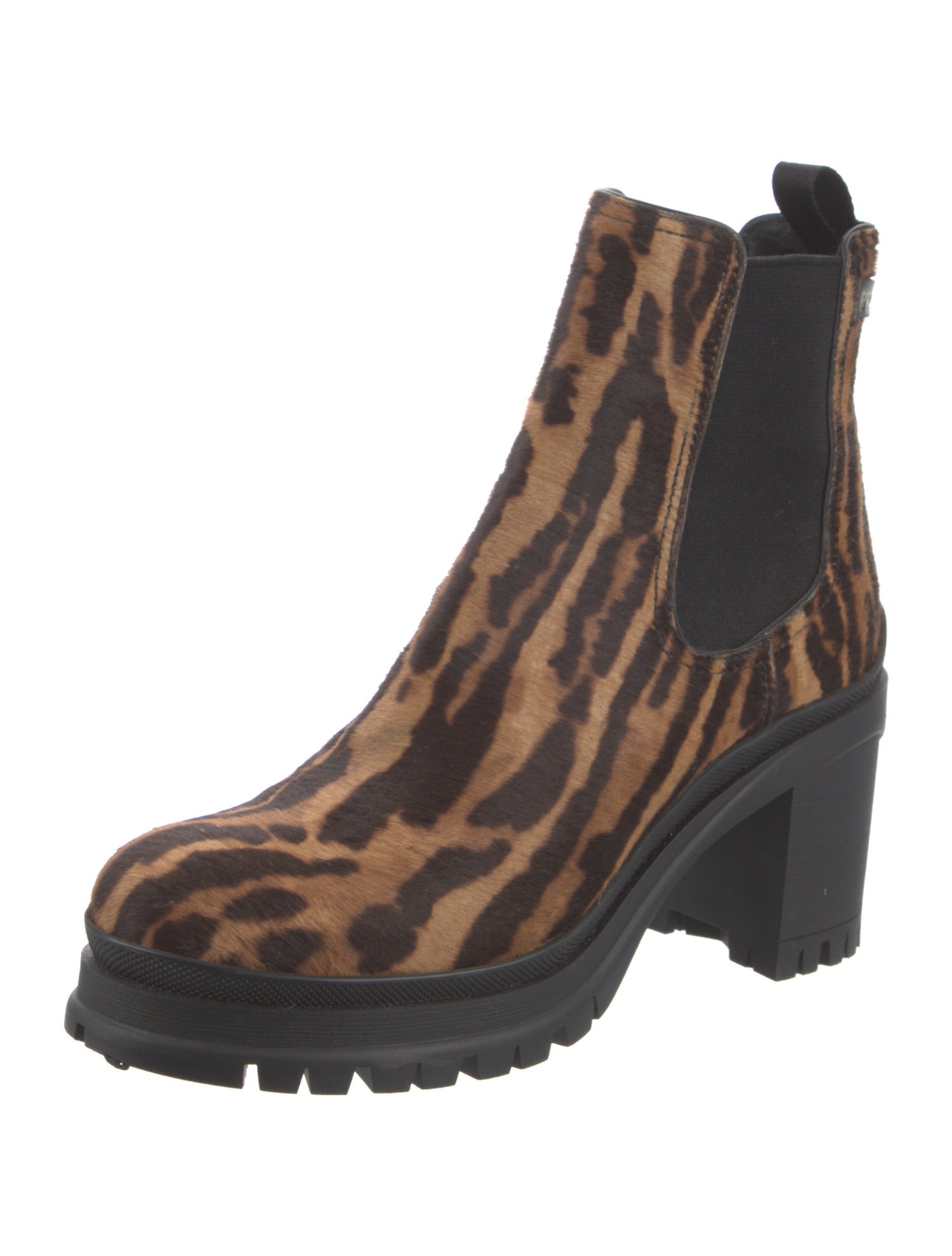 Prada Ponyhair Animal Print Chelsea Boots