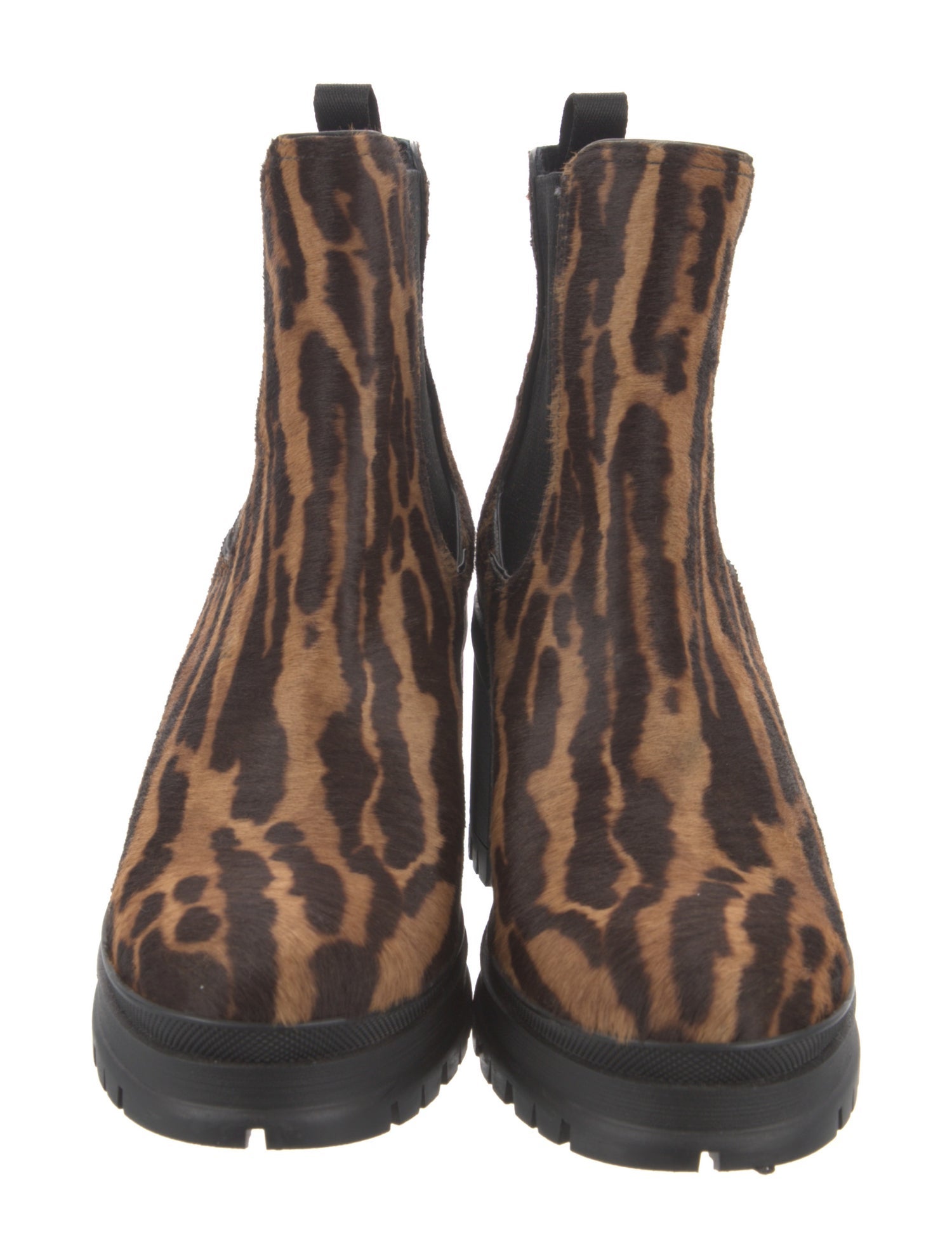 Prada Ponyhair Animal Print Chelsea Boots