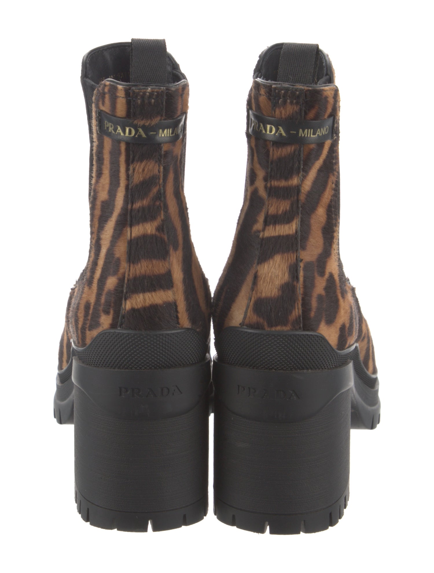 Prada Ponyhair Animal Print Chelsea Boots