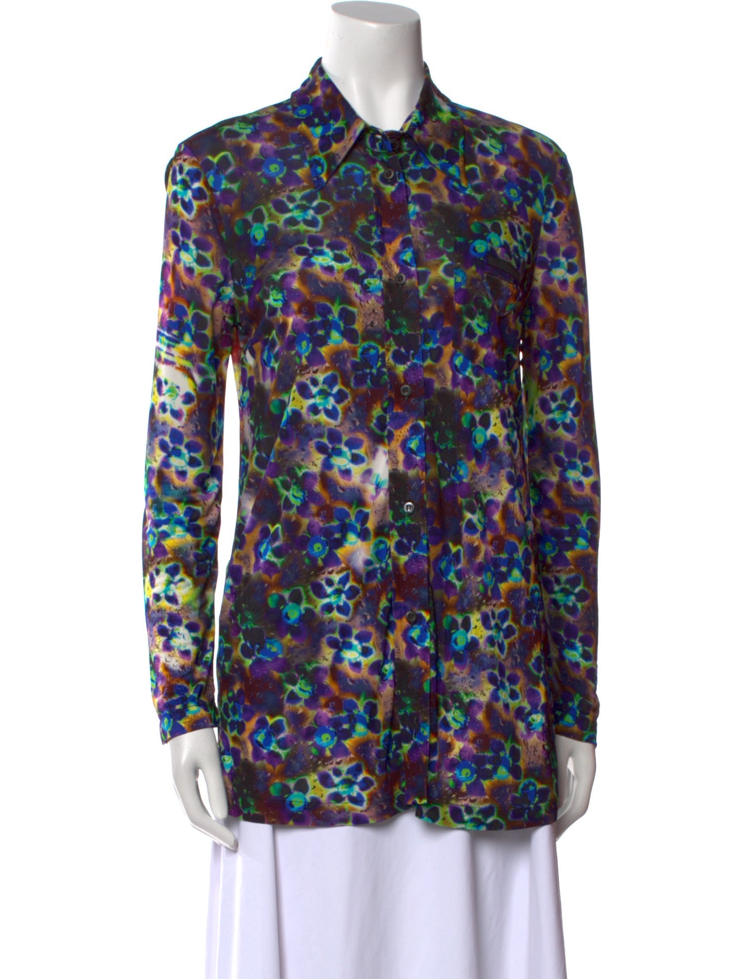 Prada 2018 Floral Print Button-Up Top
