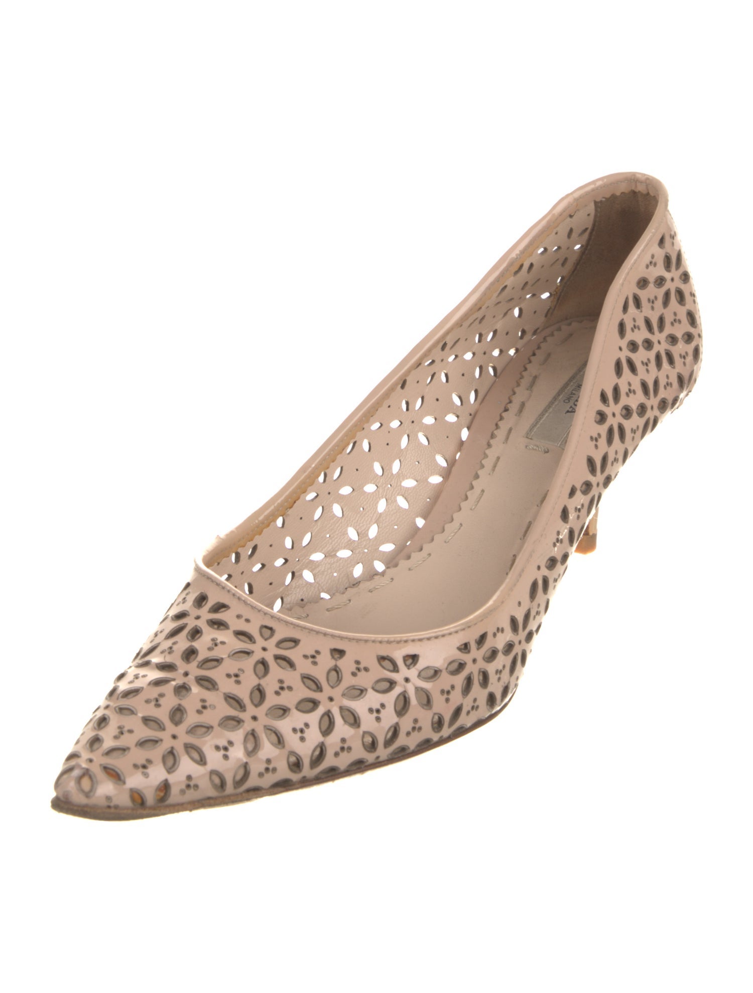 Prada Patent Leather Lasercut Accents Pumps