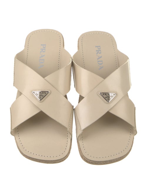 Prada Leather Braided Accents Slides