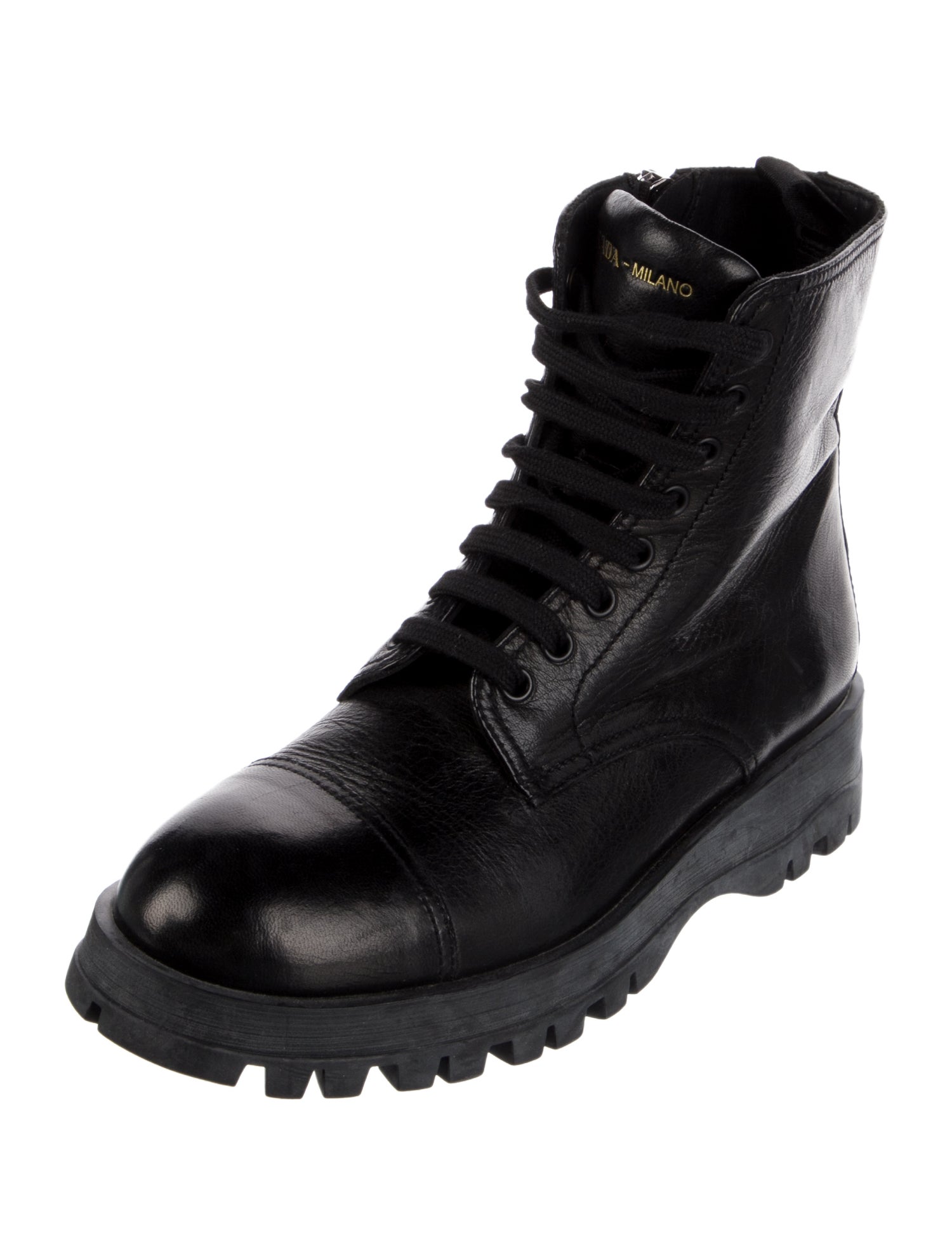 Prada Leather Combat Boots