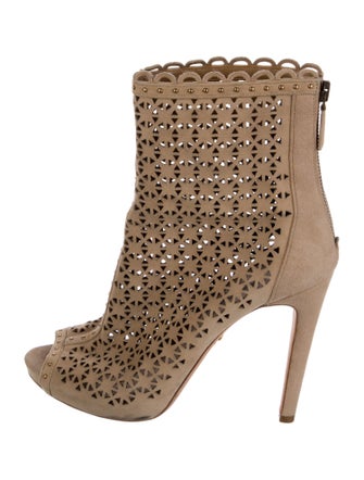 Prada Suede Lasercut Accents Boots