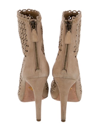 Prada Suede Lasercut Accents Boots