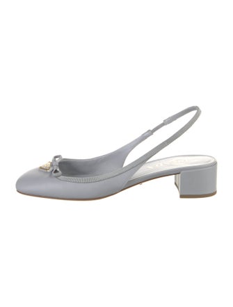 Prada Leather Bow Accents Slingback Pumps