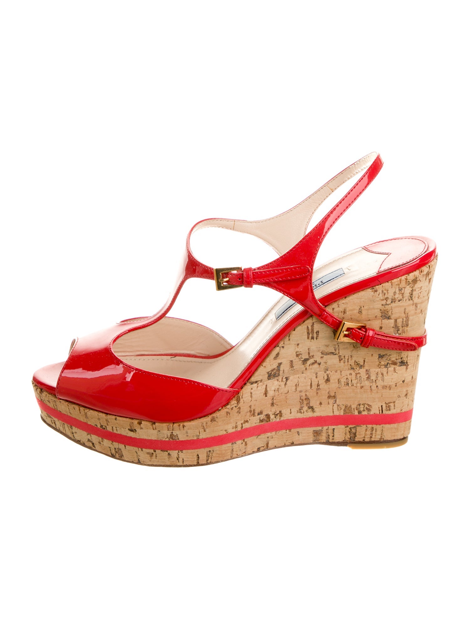 Prada Patent Leather T-Strap Sandals