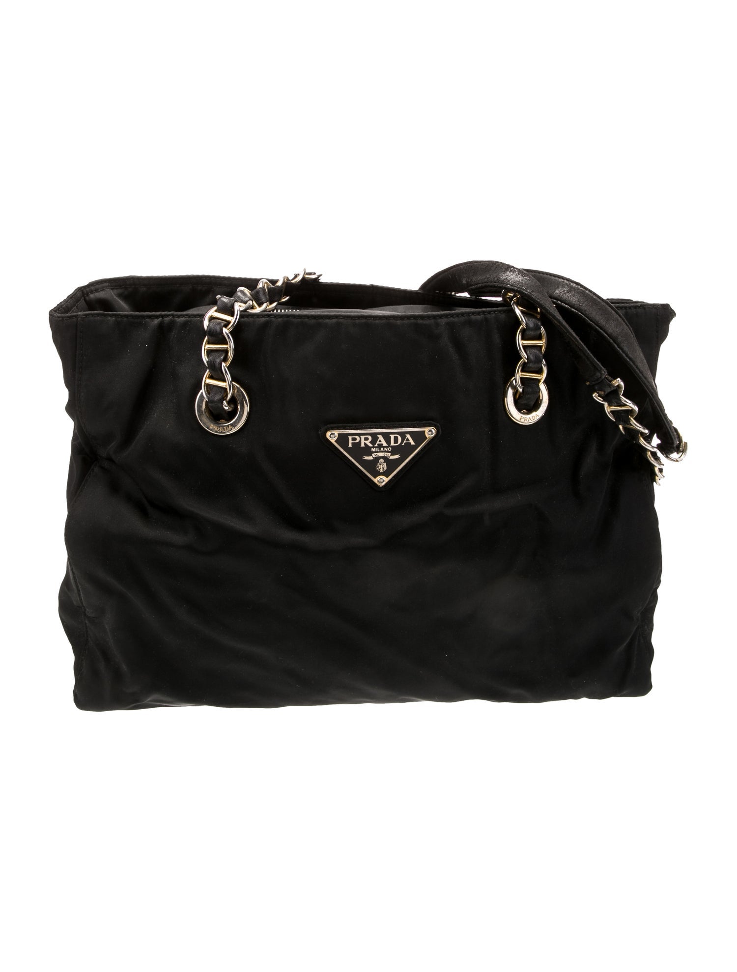 Prada Enameled Metal Triangle Catena Vintage