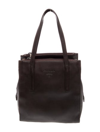 Prada Enameled Metal Triangle Top Handle Bag