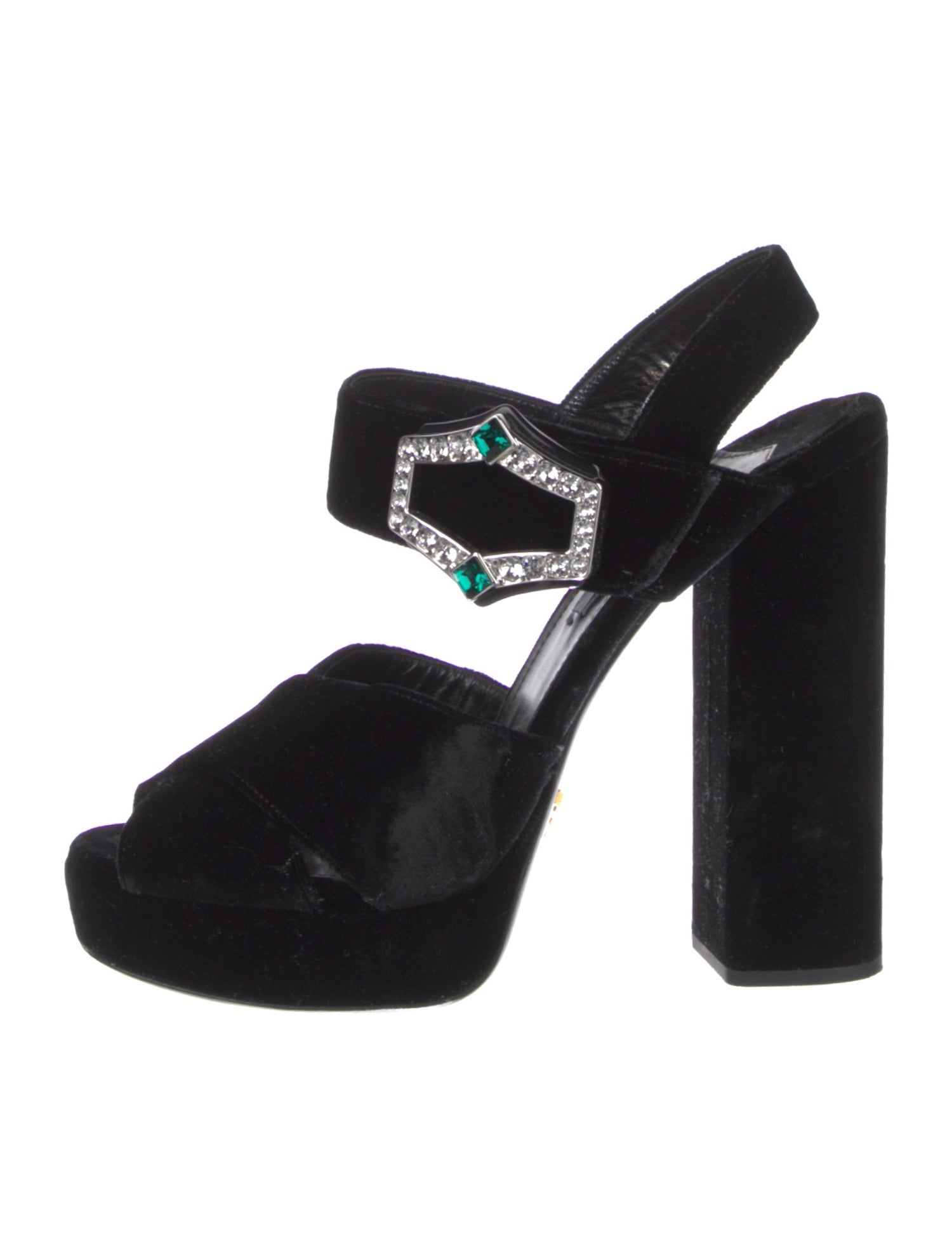 Prada Velvet Crystal Embellishments Sandals