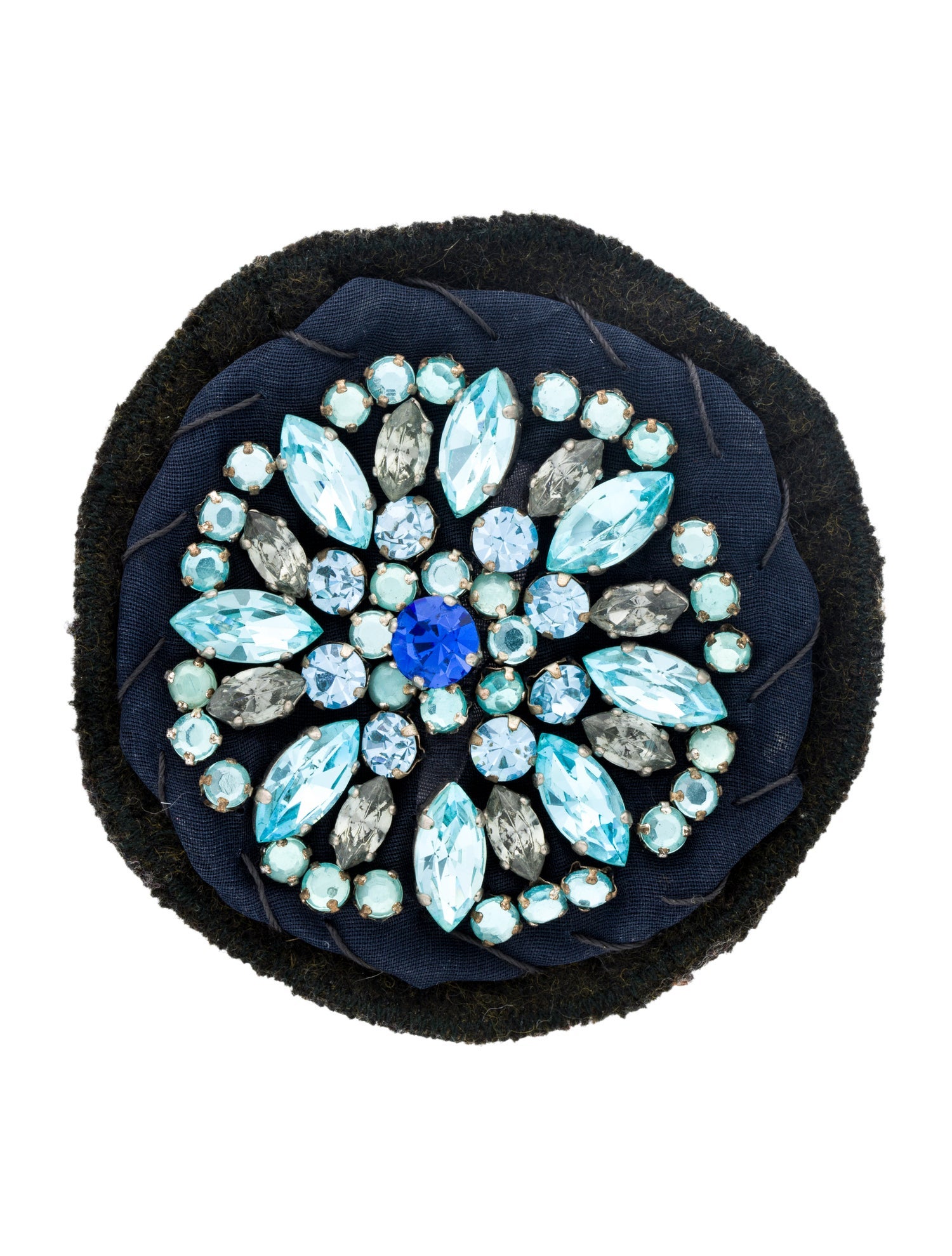 Prada Crystal & Fabric Pin Brooch