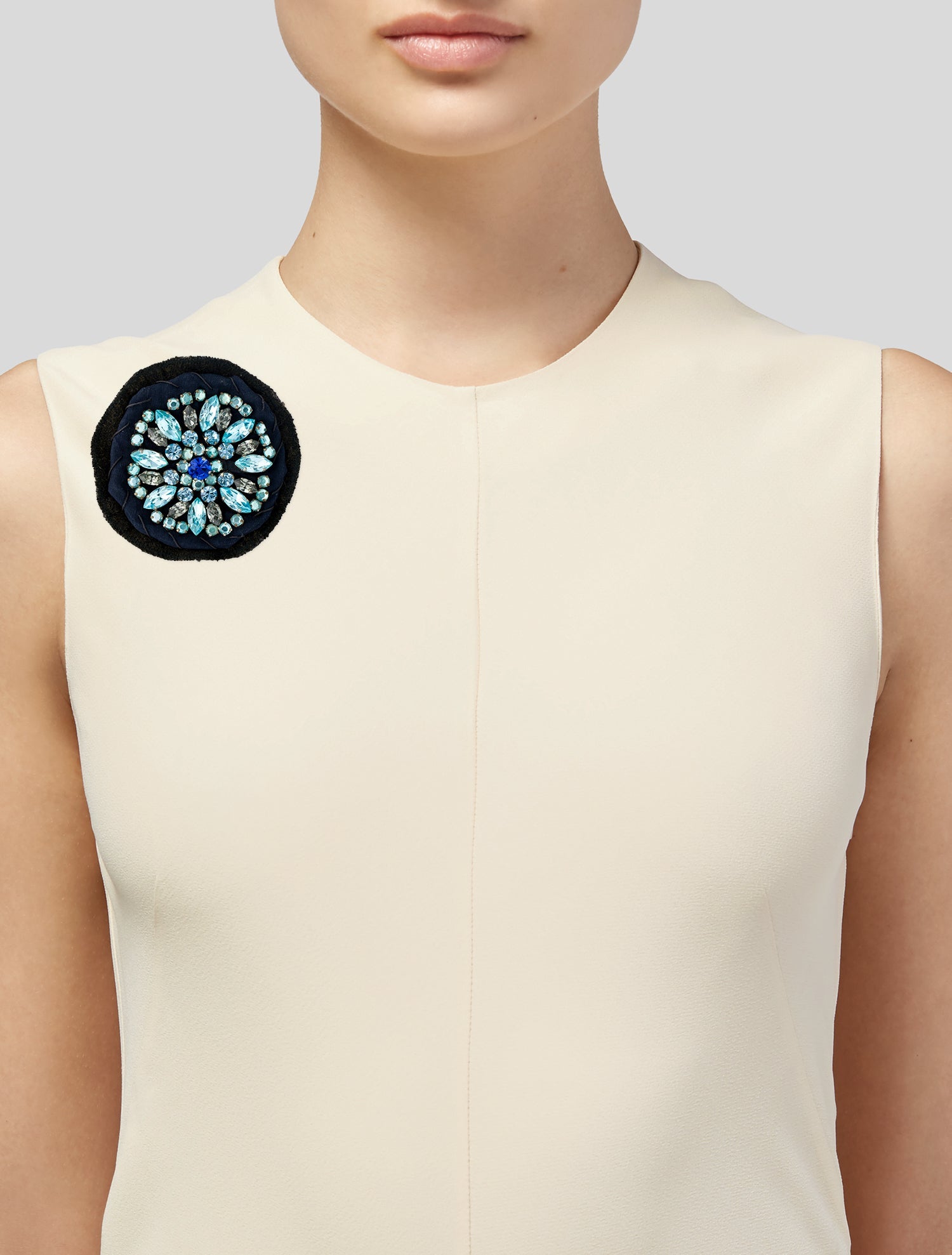 Prada Crystal & Fabric Pin Brooch
