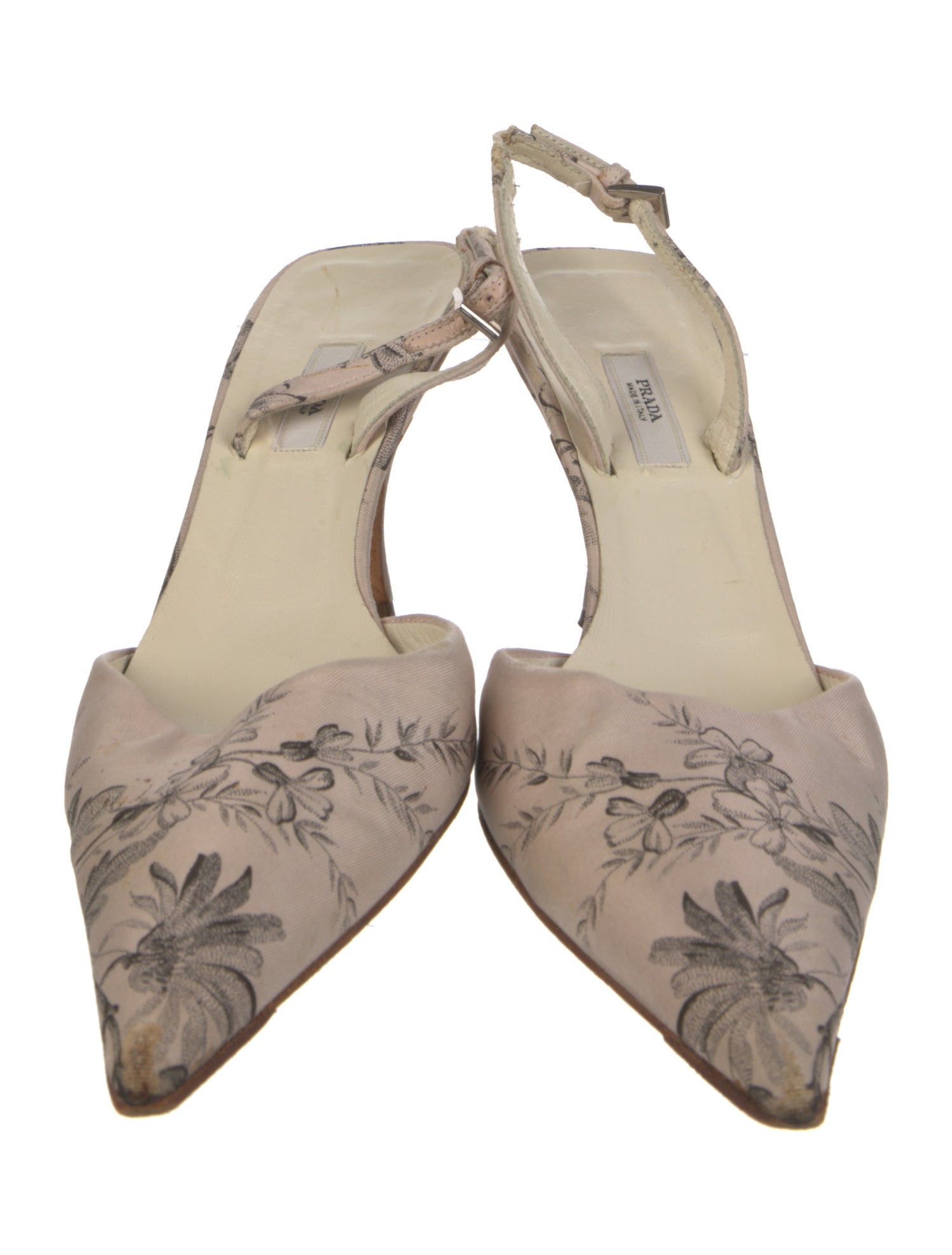 Prada Floral Print Slingback Pumps