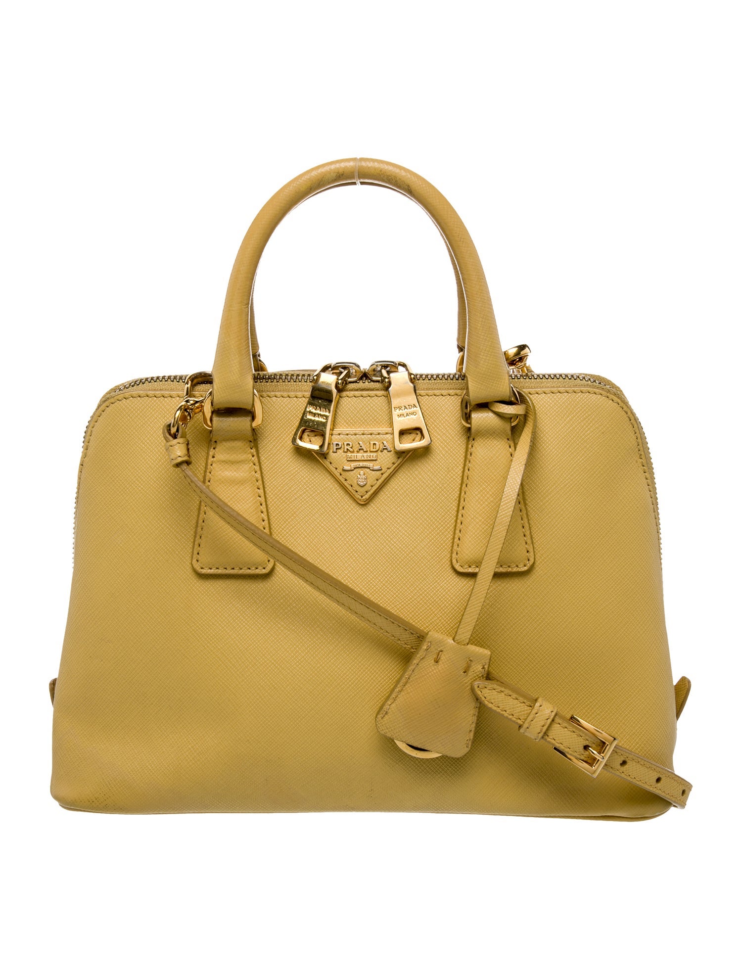 Prada Enameled Metal Triangle Promenade