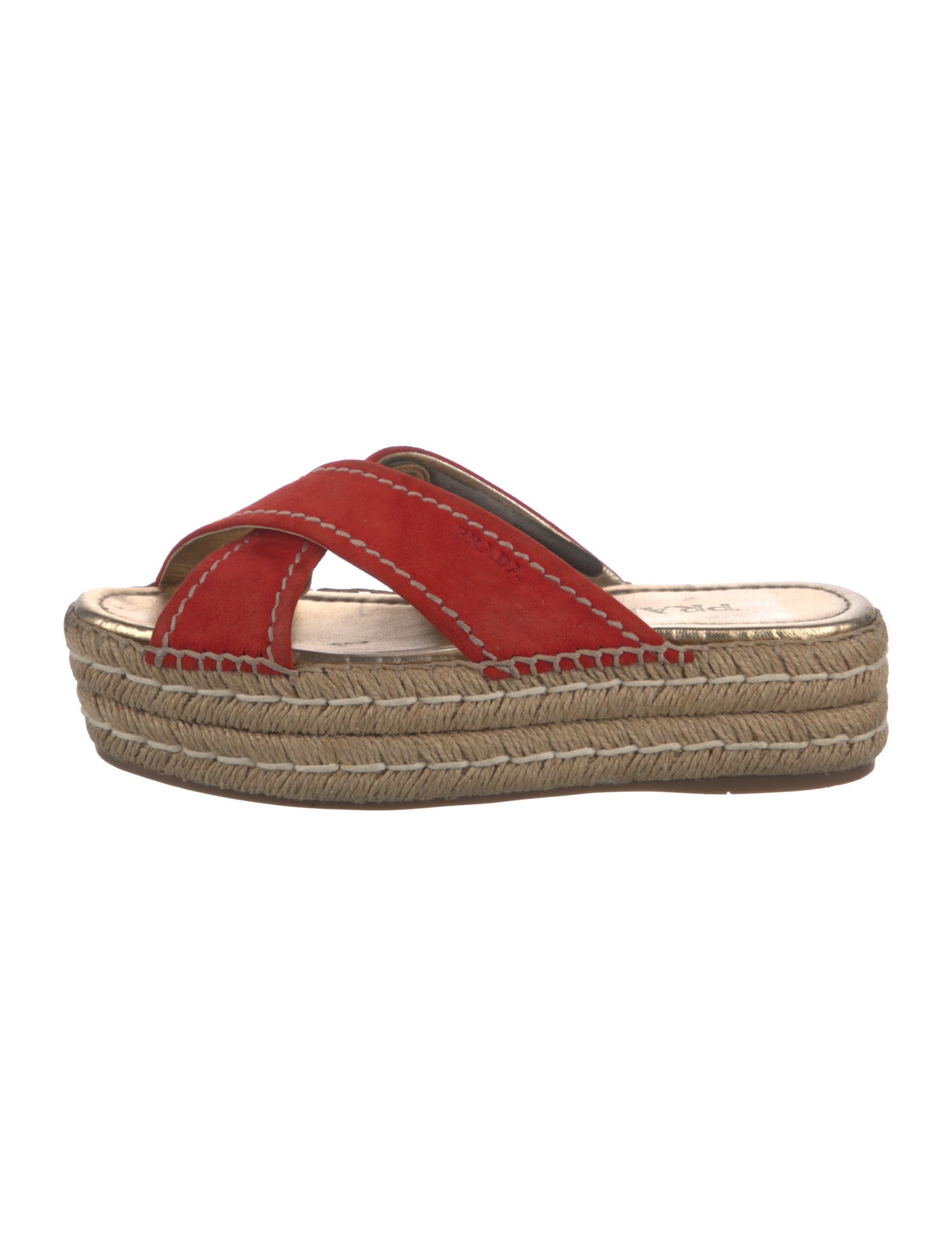 Prada Suede Whipstitch Trim Espadrilles
