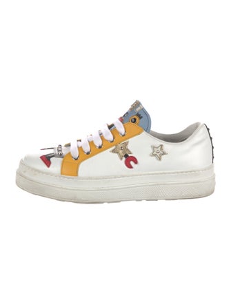 Prada Leather Colorblock Pattern Sneakers