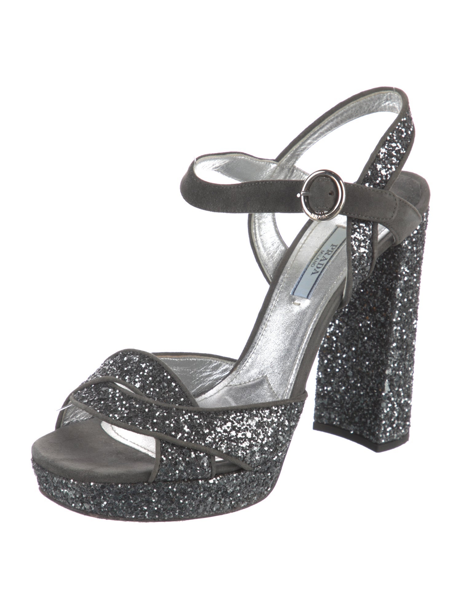 Prada Glitter Glitter Accents Sandals