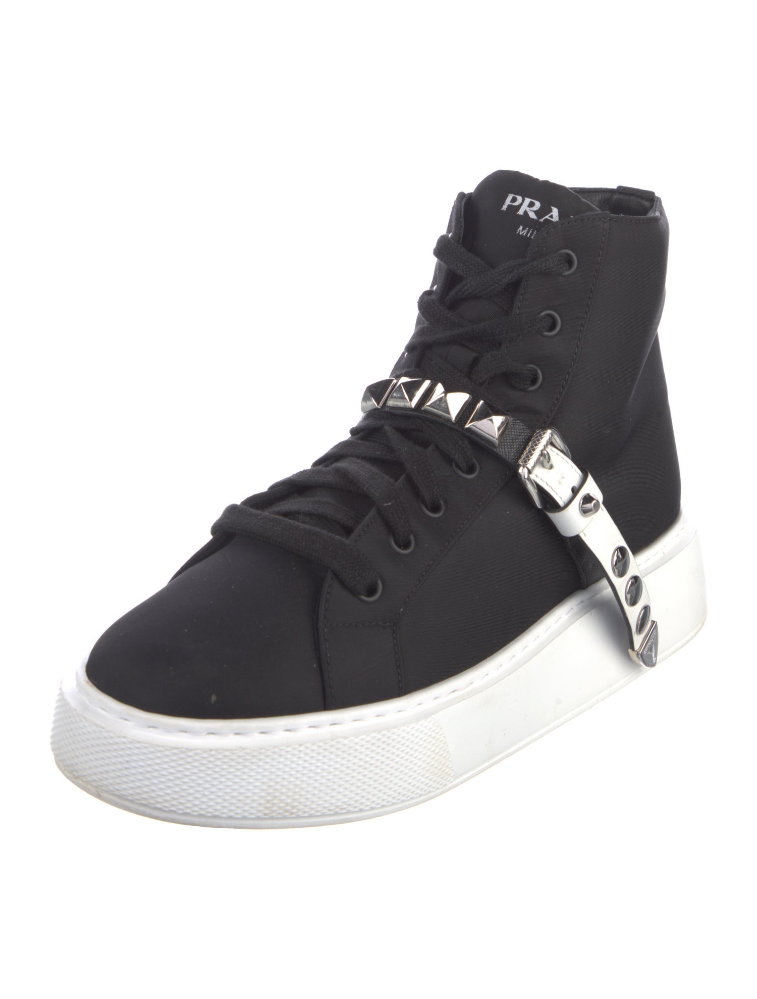 Prada Nylon Studded Accents Sneakers